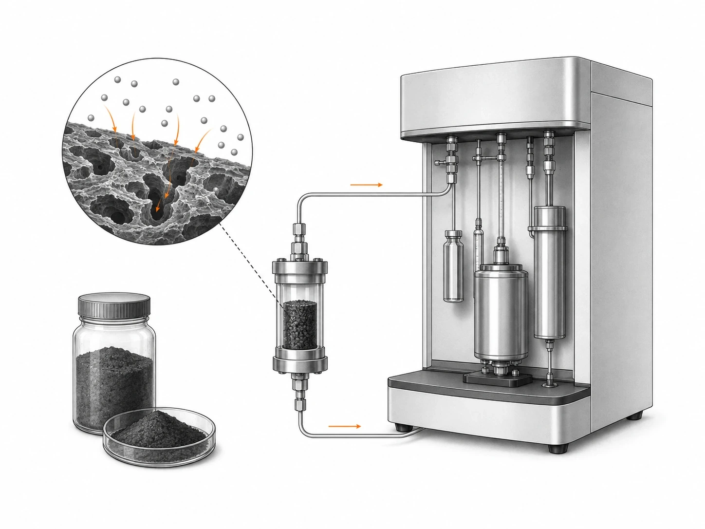 BET surface-area adsorption measurement for graphite anode materials