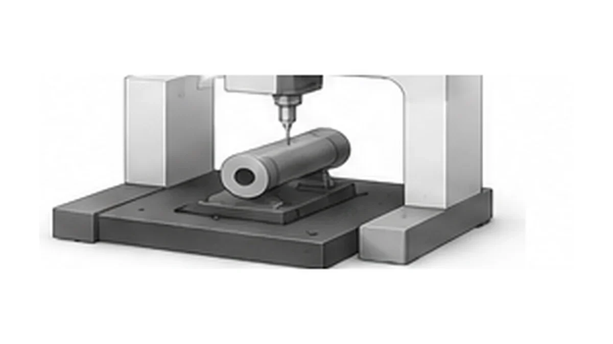 Coordinate inspection verifies graphite-part datums and feature positions before release.