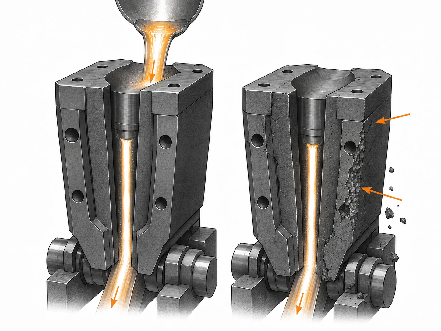 Continuous casting graphite mold