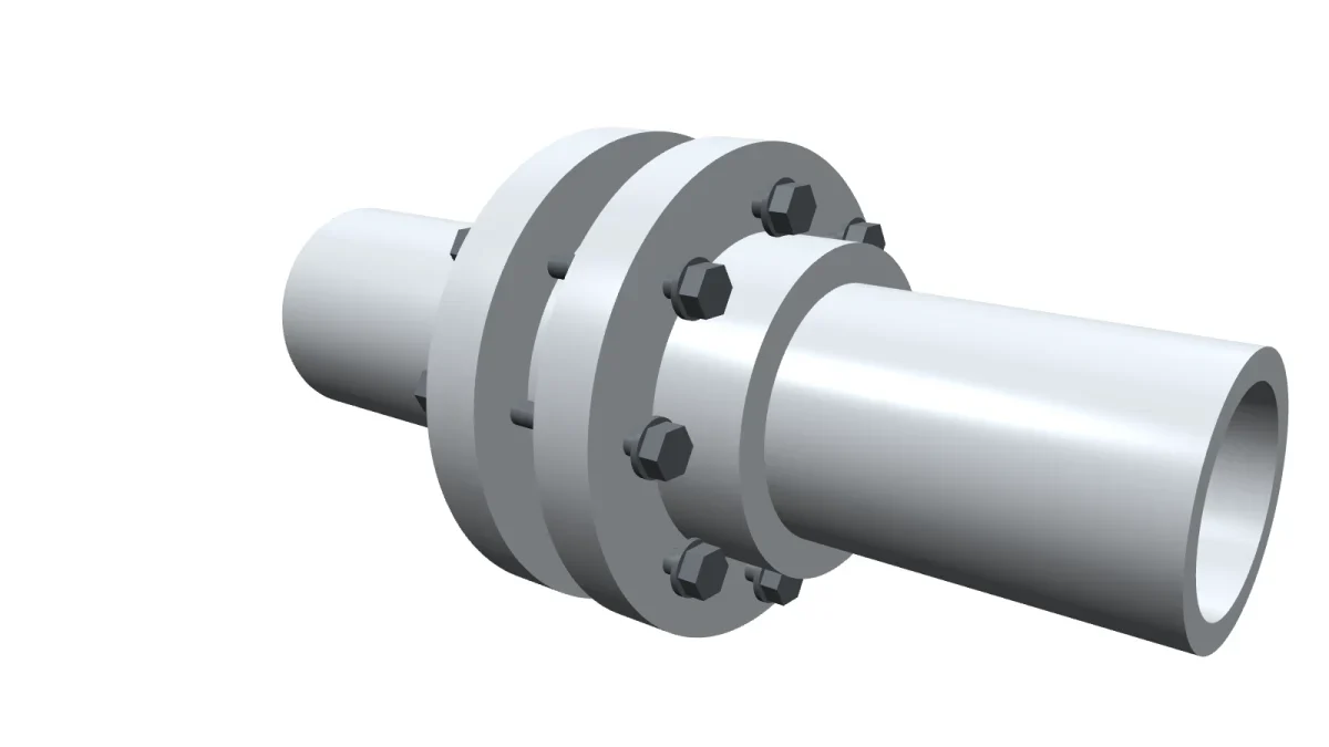 A standard bolted flange joint showing a flexible graphite gasket positioned between the sealing faces.