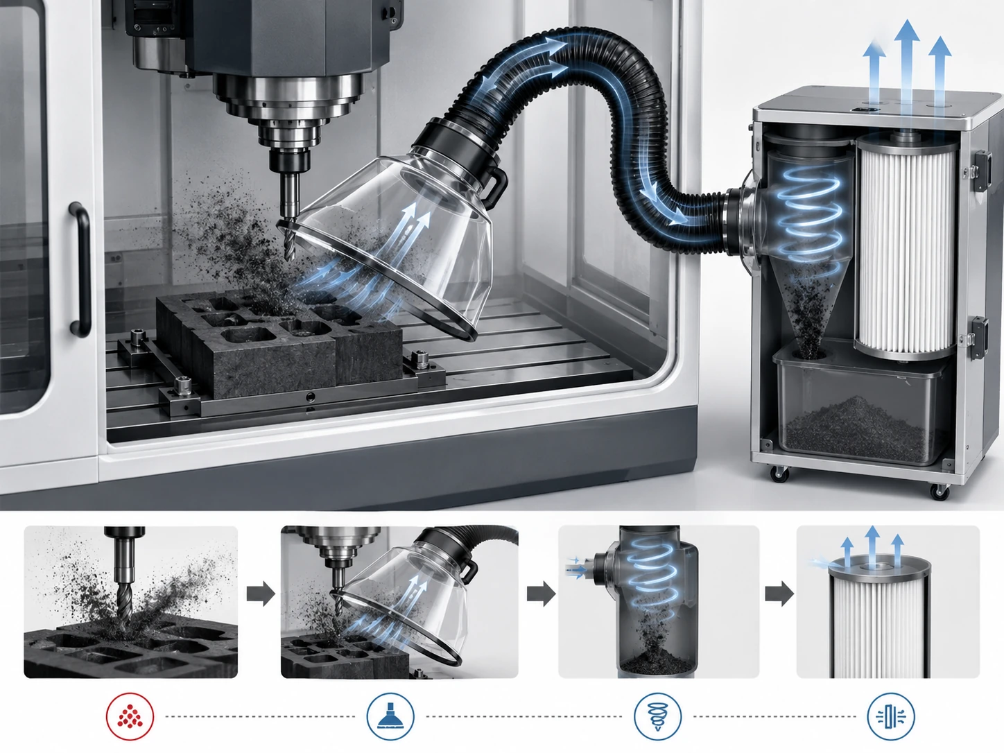 Graphite dust source capture