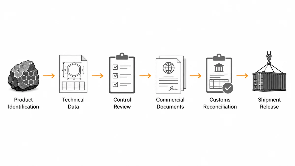 Export documentation and customs compliance workflow for graphite products.
