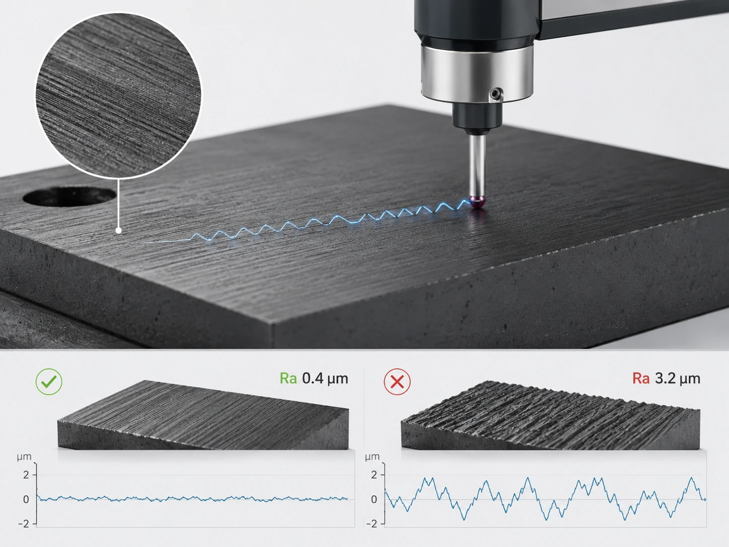 Graphite surface finish ra measurement