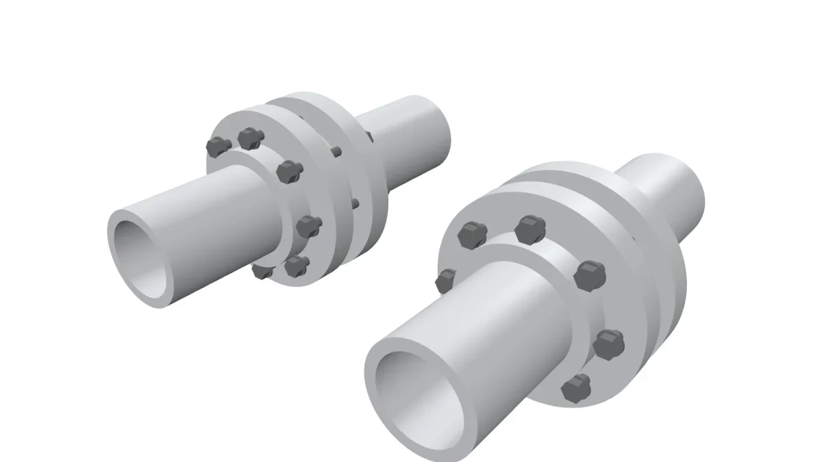 Identical flange-joint geometry is used to compare how different gasket materials occupy the sealing interface.