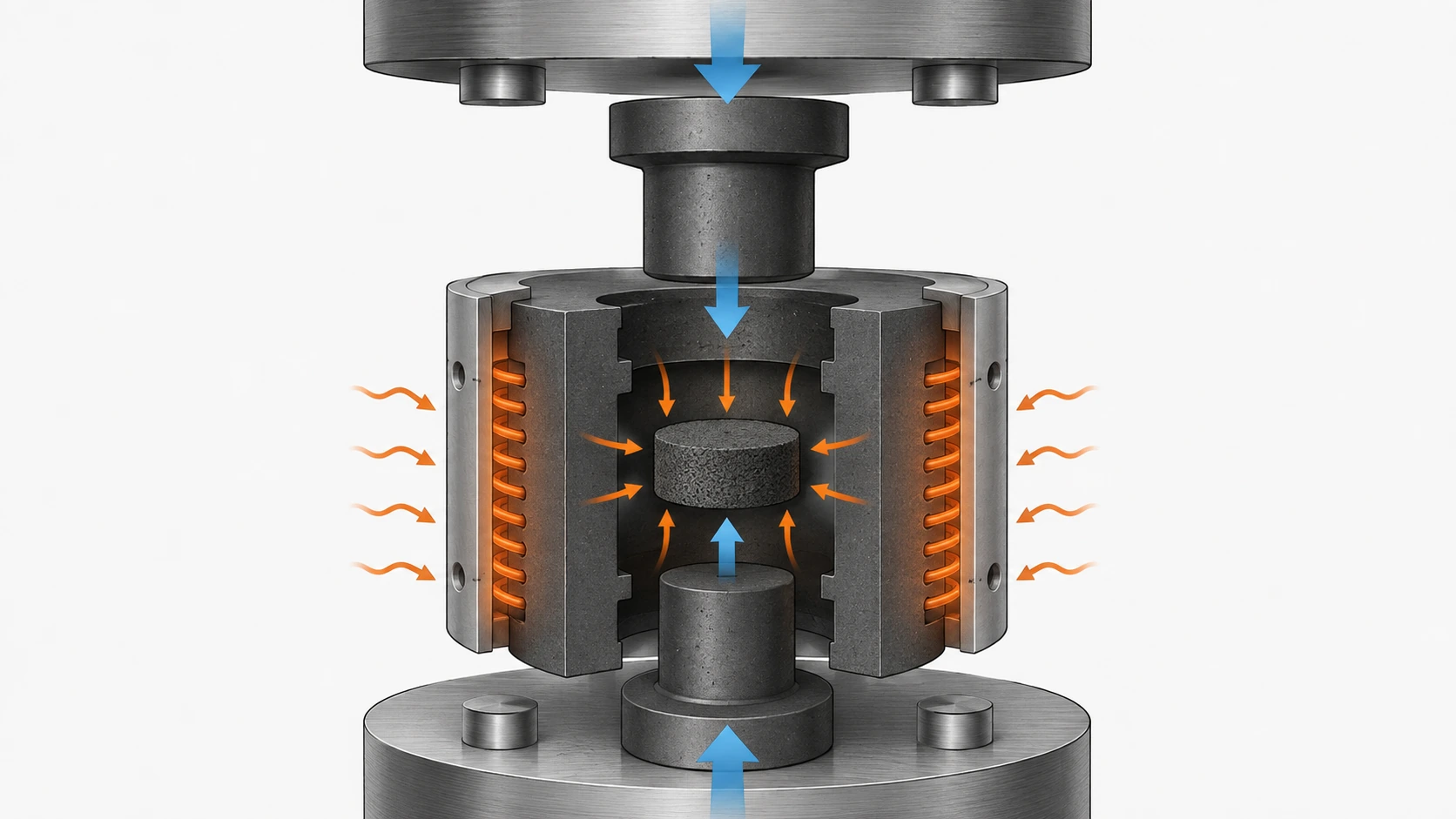 Hot press graphite mold load path