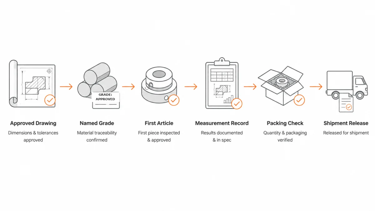 Dimensional inspection and quality release verification workflow for custom graphite parts.