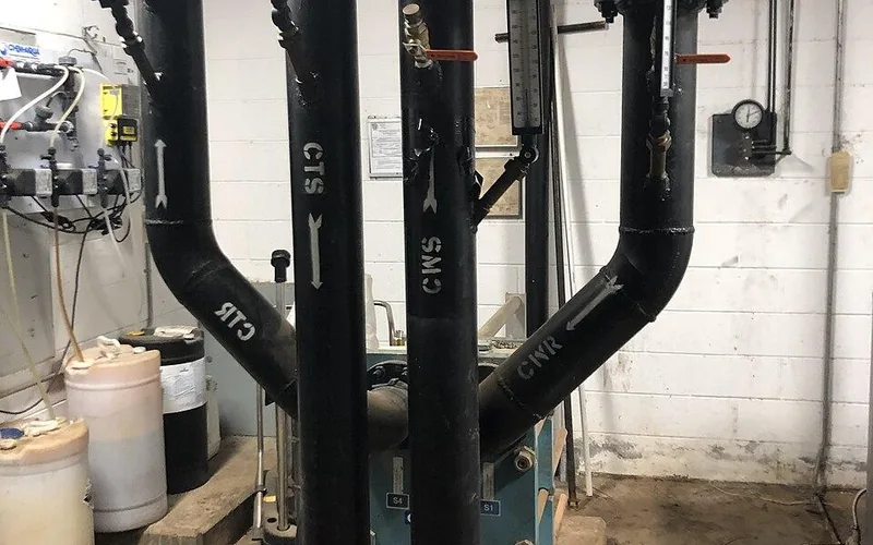 Piping connected to a shell-and-tube heat exchanger