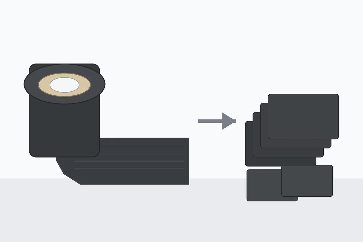 Flexible graphite roll and cut sheets shown side by side for supply-form comparison.