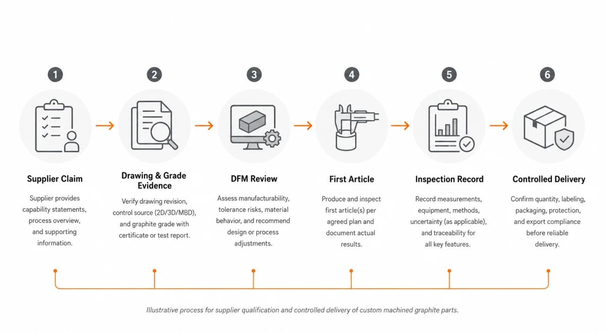 Graphite supplier qualification and quality assurance verification cycle.